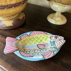 MacKenzie-Childs Hand Painted Ceramic Fish Dish